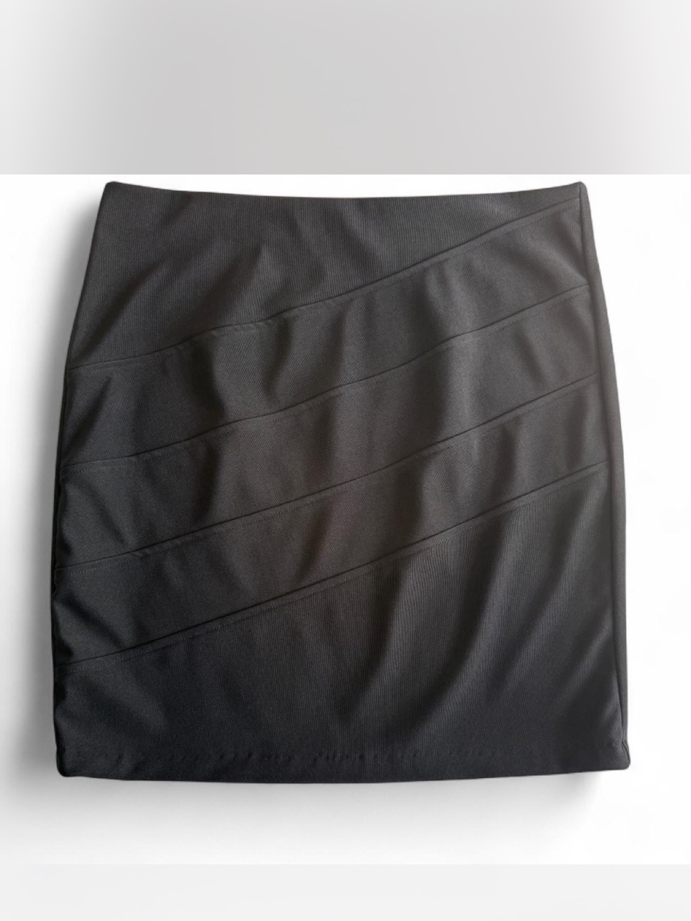 AB Studio Black Mini Skirt with Diagonal Paneling